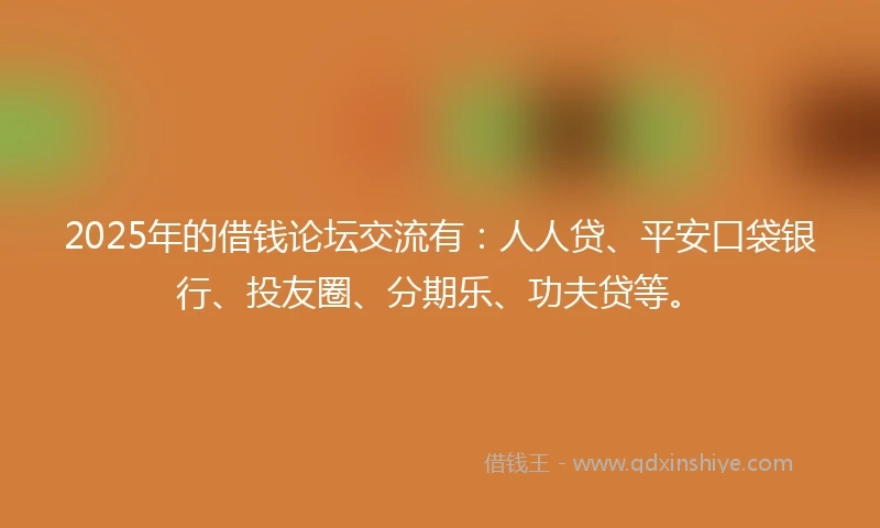 2025年的借钱论坛交流有：人人贷、平安口袋银行、投友圈、分期乐、功夫贷等。