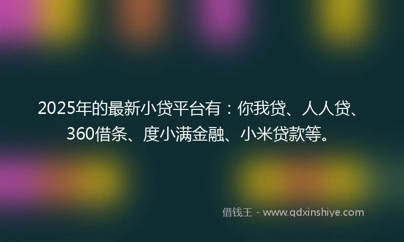 2025年的最新小贷平台有：你我贷、人人贷、360借条、度小满金融、小米贷款等。