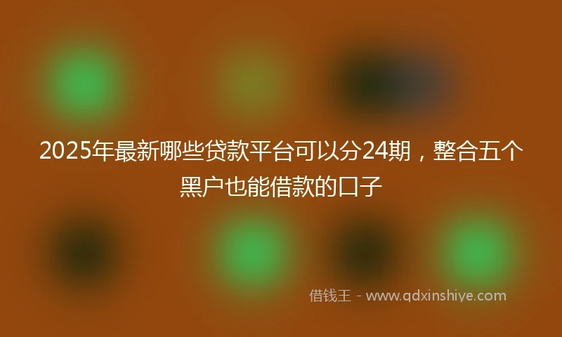 2025年最新哪些贷款平台可以分24期，整合五个黑户也能借款的口子