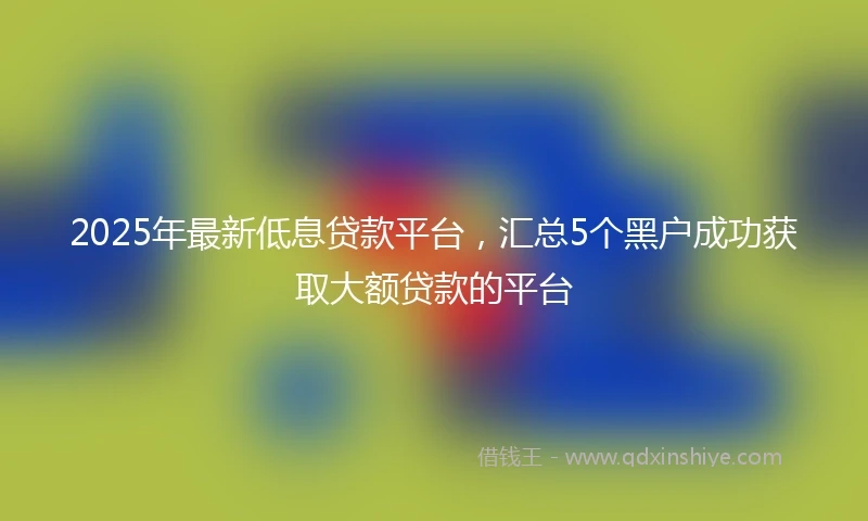 2025年最新低息贷款平台，汇总5个黑户成功获取大额贷款的平台