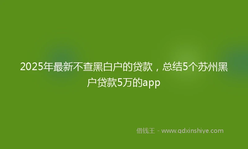 2025年最新不查黑白户的贷款，总结5个苏州黑户贷款5万的app