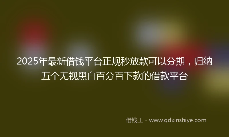2025年最新借钱平台正规秒放款可以分期，归纳五个无视黑白百分百下款的借款平台