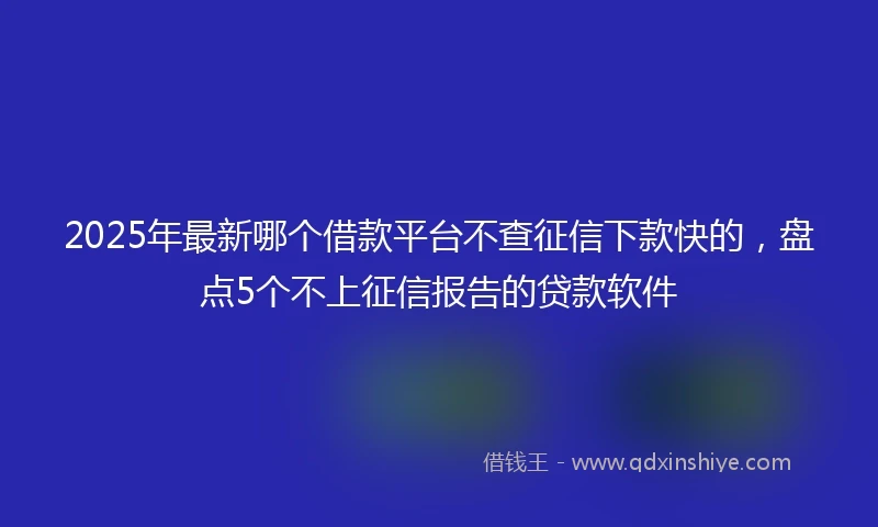 2025年最新哪个借款平台不查征信下款快的，盘点5个不上征信报告的贷款软件