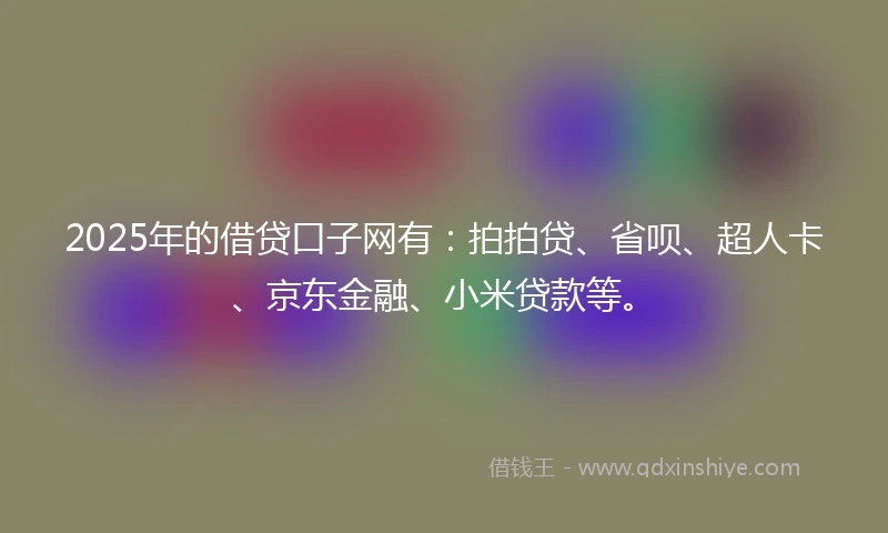 2025年的借贷口子网有：拍拍贷、省呗、超人卡、京东金融、小米贷款等。
