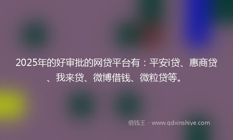2025年的好审批的网贷平台有：平安i贷、惠商贷、我来贷、微博借钱、微粒贷等。