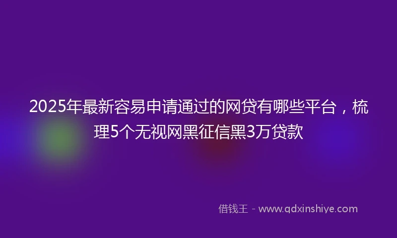 2025年最新容易申请通过的网贷有哪些平台，梳理5个无视网黑征信黑3万贷款