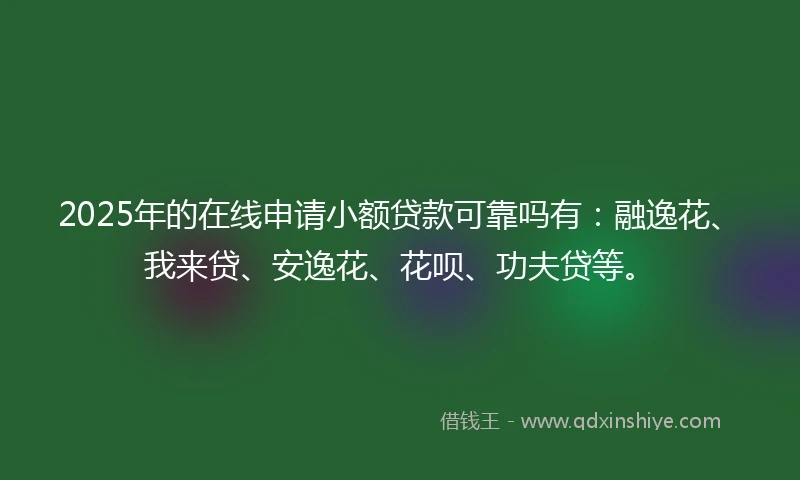 2025年的在线申请小额贷款可靠吗有：融逸花、我来贷、安逸花、花呗、功夫贷等。