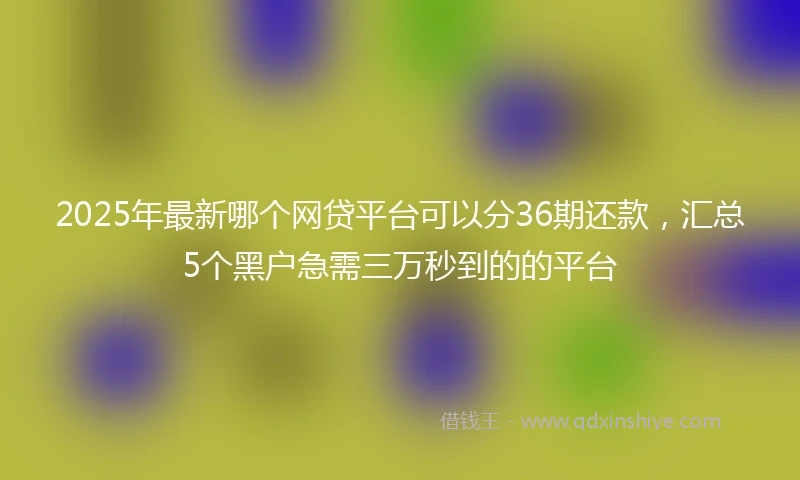 2025年最新哪个网贷平台可以分36期还款，汇总5个黑户急需三万秒到的的平台