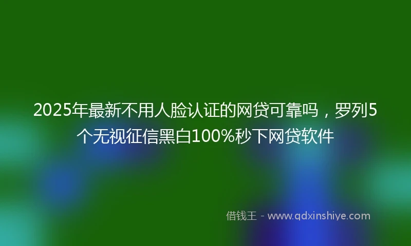 2025年最新不用人脸认证的网贷可靠吗，罗列5个无视征信黑白100%秒下网贷软件
