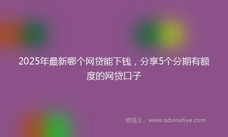 2025年最新哪个网贷能下钱，分享5个分期有额度的网贷口子