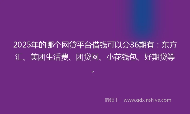 2025年的哪个网贷平台借钱可以分36期有：东方汇、美团生活费、团贷网、小花钱包、好期贷等。