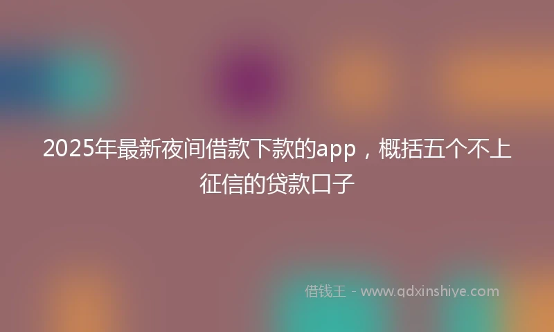 2025年最新夜间借款下款的app，概括五个不上征信的贷款口子