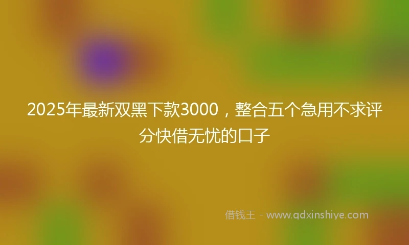 2025年最新双黑下款3000，整合五个急用不求评分快借无忧的口子