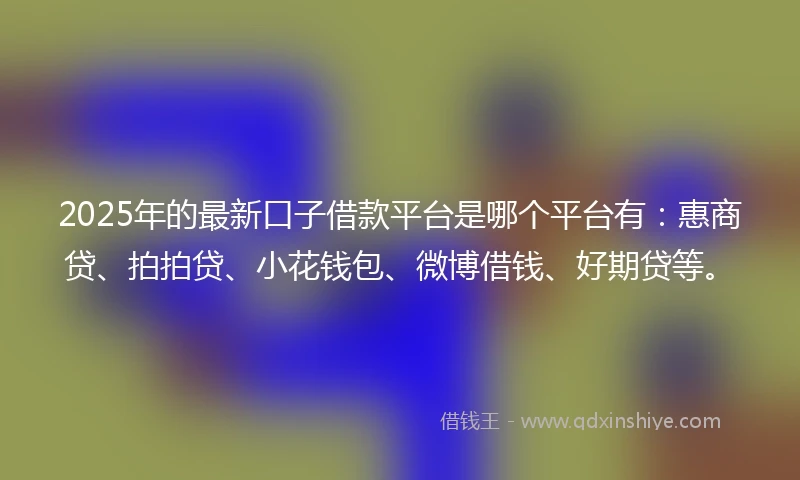 2025年的最新口子借款平台是哪个平台有：惠商贷、拍拍贷、小花钱包、微博借钱、好期贷等。