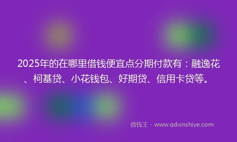 2025年的在哪里借钱便宜点分期付款有：融逸花、柯基贷、小花钱包、好期贷、信用卡贷等。
