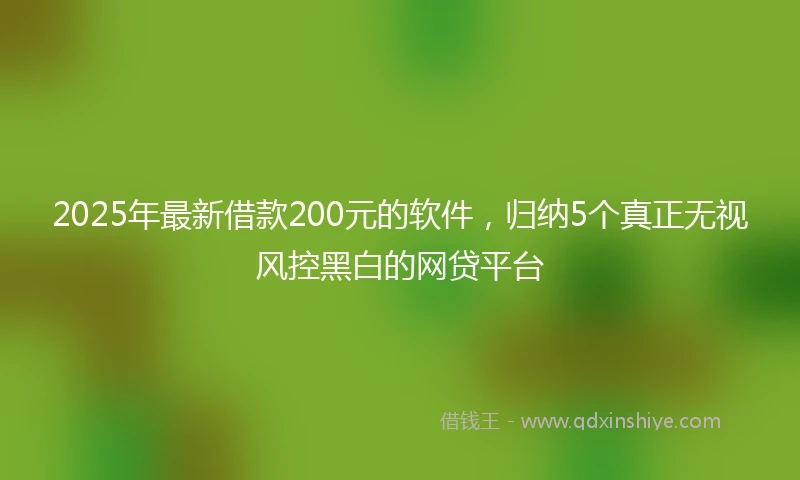 2025年最新借款200元的软件，归纳5个真正无视风控黑白的网贷平台