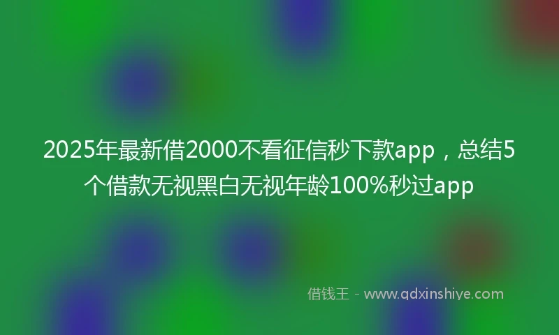2025年最新借2000不看征信秒下款app，总结5个借款无视黑白无视年龄100%秒过app