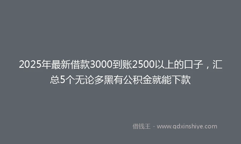 2025年最新借款3000到账2500以上的口子，汇总5个无论多黑有公积金就能下款