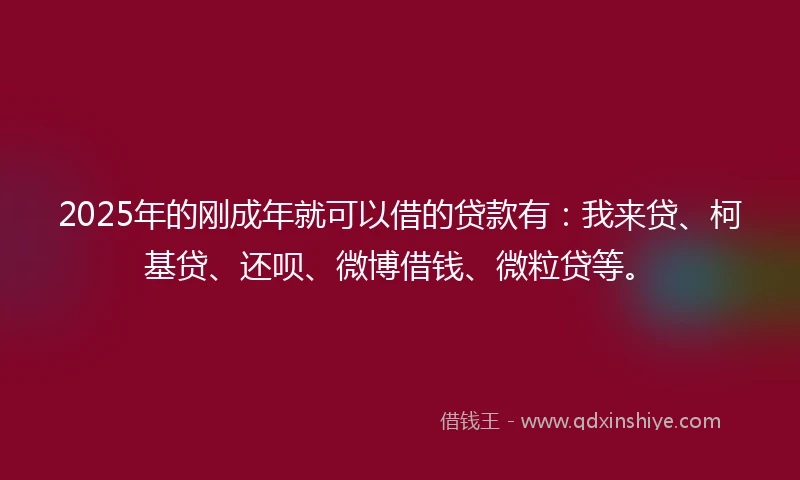 2025年的刚成年就可以借的贷款有：我来贷、柯基贷、还呗、微博借钱、微粒贷等。