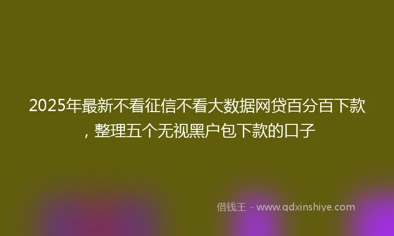 2025年最新不看征信不看大数据网贷百分百下款，整理五个无视黑户包下款的口子