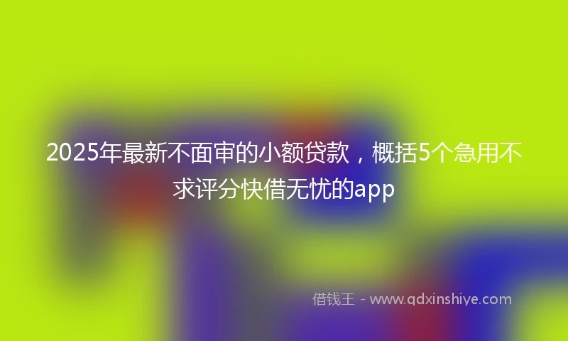 2025年最新不面审的小额贷款，概括5个急用不求评分快借无忧的app