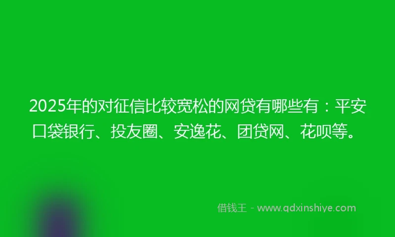 2025年的对征信比较宽松的网贷有哪些有：平安口袋银行、投友圈、安逸花、团贷网、花呗等。
