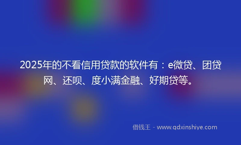 2025年的不看信用贷款的软件有：e微贷、团贷网、还呗、度小满金融、好期贷等。