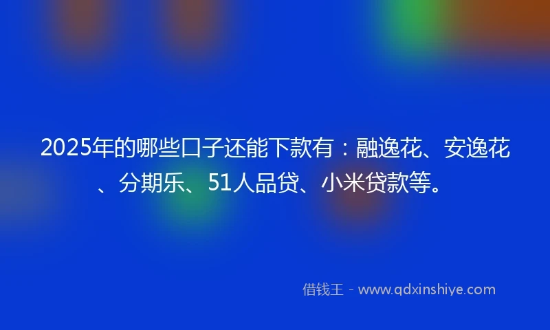 2025年的哪些口子还能下款有：融逸花、安逸花、分期乐、51人品贷、小米贷款等。
