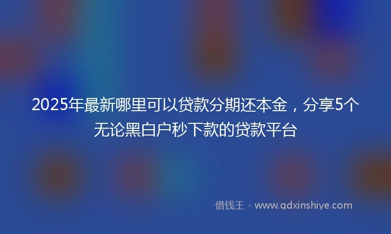 2025年最新哪里可以贷款分期还本金，分享5个无论黑白户秒下款的贷款平台
