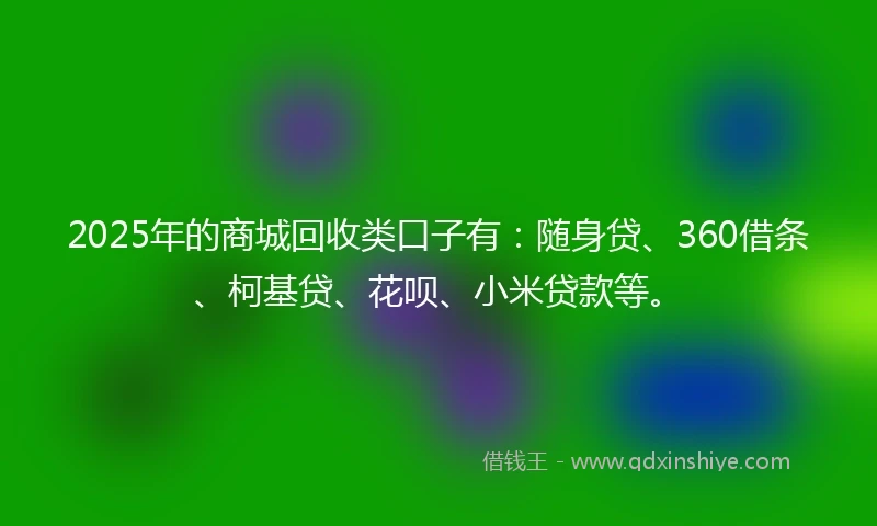 2025年的商城回收类口子有：随身贷、360借条、柯基贷、花呗、小米贷款等。