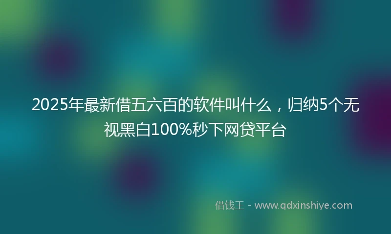 2025年最新借五六百的软件叫什么，归纳5个无视黑白100%秒下网贷平台