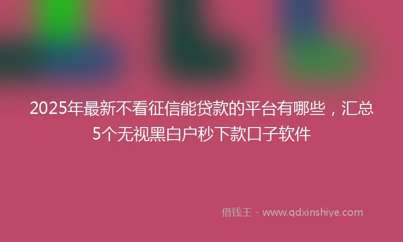 2025年最新不看征信能贷款的平台有哪些，汇总5个无视黑白户秒下款口子软件