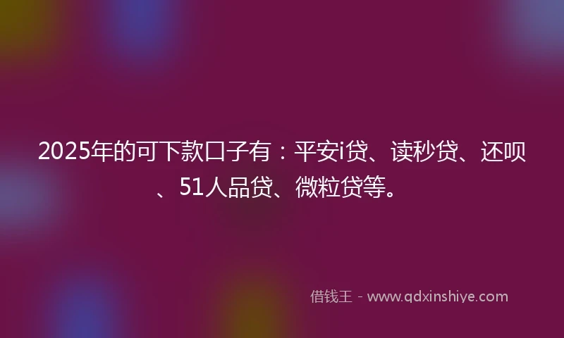 2025年的可下款口子有：平安i贷、读秒贷、还呗、51人品贷、微粒贷等。