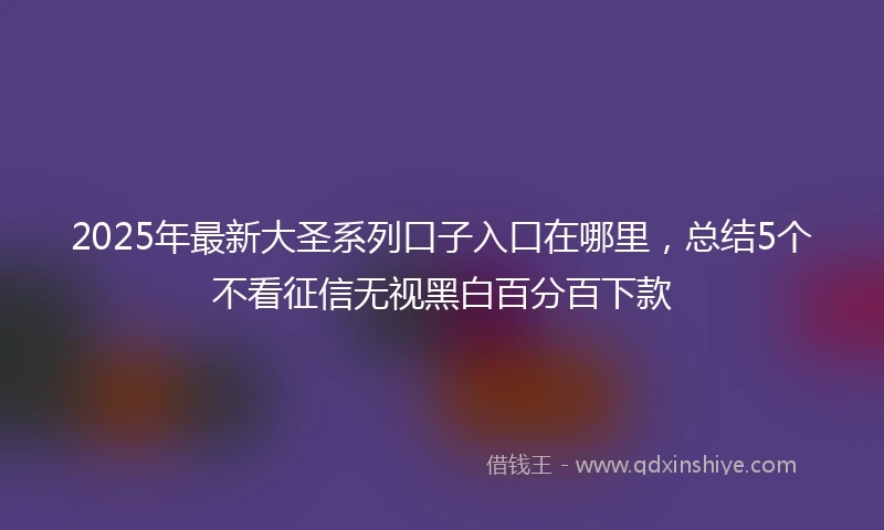 2025年最新大圣系列口子入口在哪里，总结5个不看征信无视黑白百分百下款