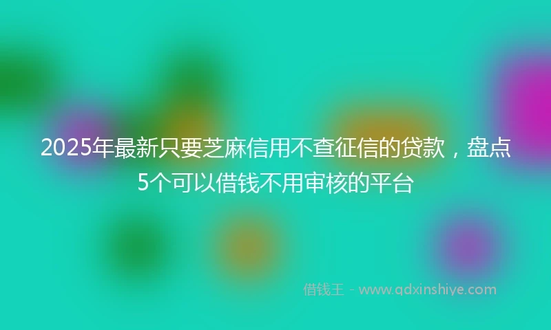 2025年最新只要芝麻信用不查征信的贷款，盘点5个可以借钱不用审核的平台
