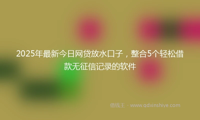 2025年最新今日网贷放水口子，整合5个轻松借款无征信记录的软件