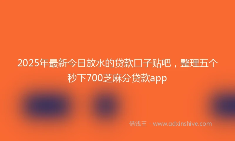 2025年最新今日放水的贷款口子贴吧，整理五个秒下700芝麻分贷款app