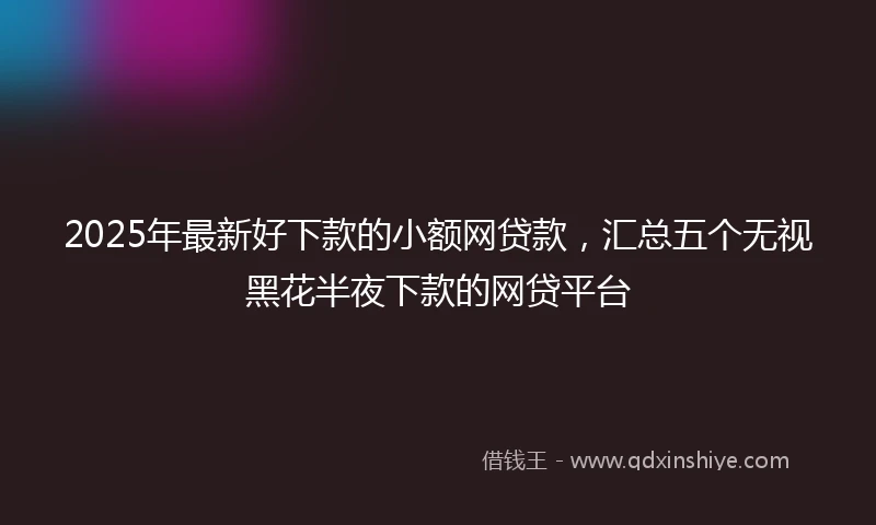 2025年最新好下款的小额网贷款,汇总五个无视黑花半夜下款的网贷平台