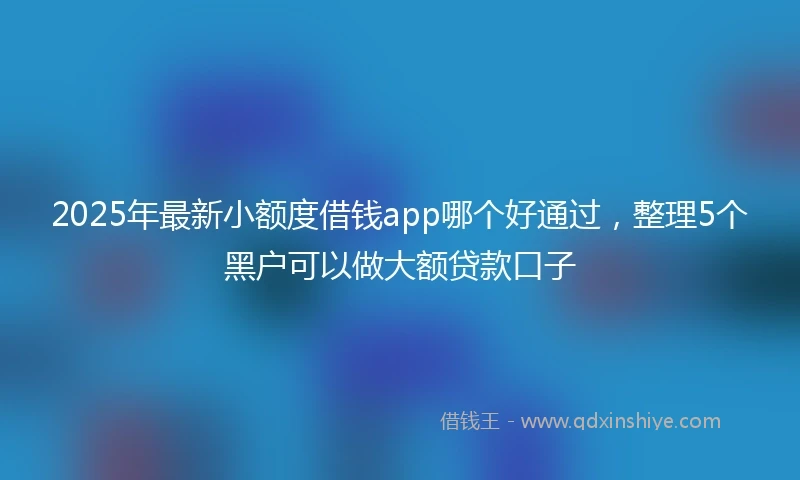 2025年最新小额度借钱app哪个好通过，整理5个黑户可以做大额贷款口子