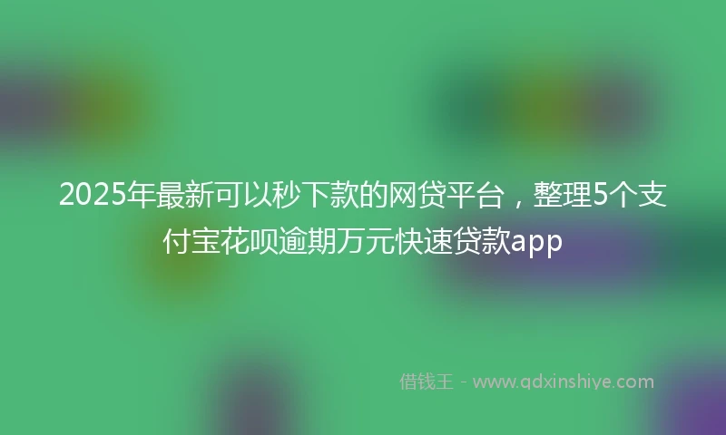 2025年最新可以秒下款的网贷平台，整理5个支付宝花呗逾期万元快速贷款app