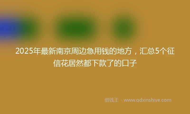 2025年最新南京周边急用钱的地方，汇总5个征信花居然都下款了的口子