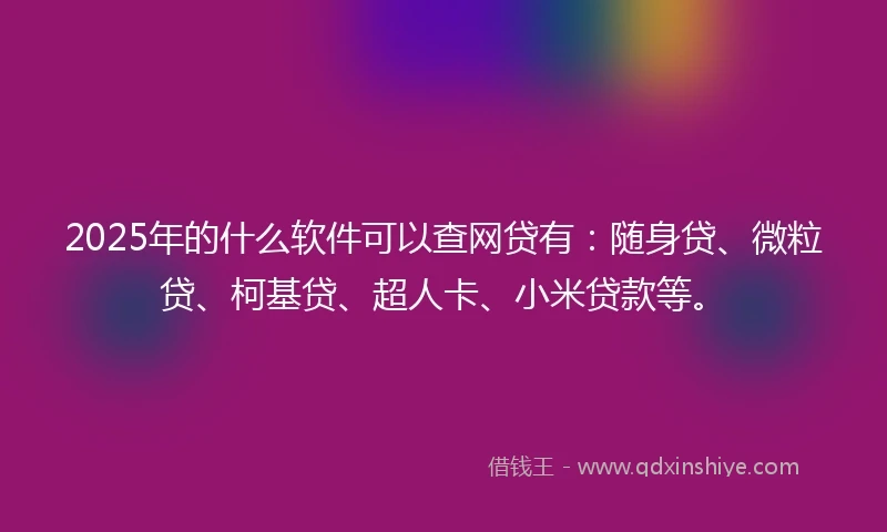 2025年的什么软件可以查网贷有：随身贷、微粒贷、柯基贷、超人卡、小米贷款等。