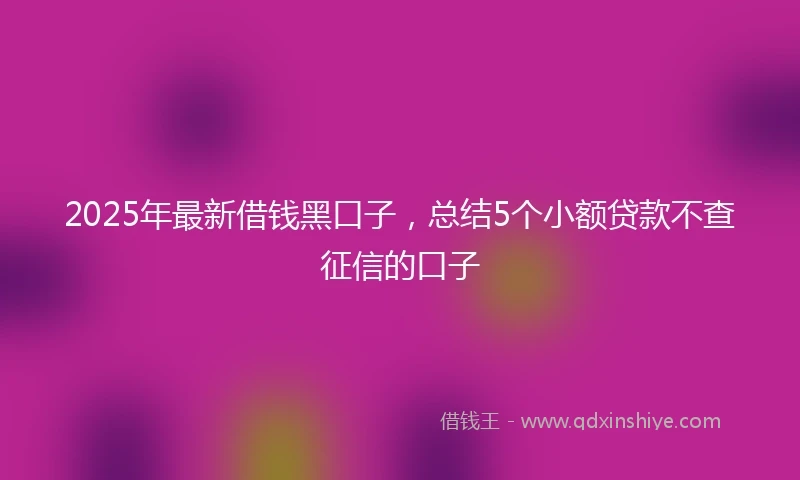2025年最新借钱黑口子，总结5个小额贷款不查征信的口子