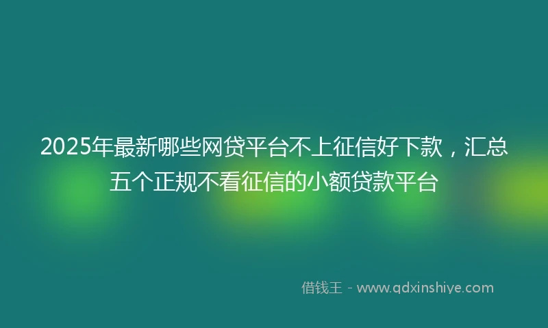 2025年最新哪些网贷平台不上征信好下款，汇总五个正规不看征信的小额贷款平台