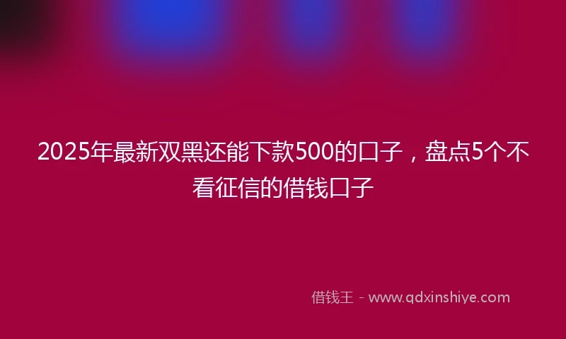 2025年最新双黑还能下款500的口子，盘点5个不看征信的借钱口子