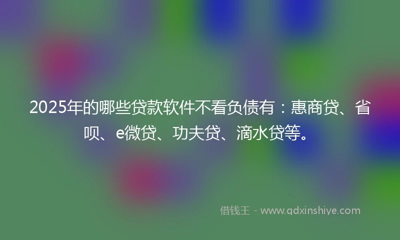 2025年的哪些贷款软件不看负债有：惠商贷、省呗、e微贷、功夫贷、滴水贷等。