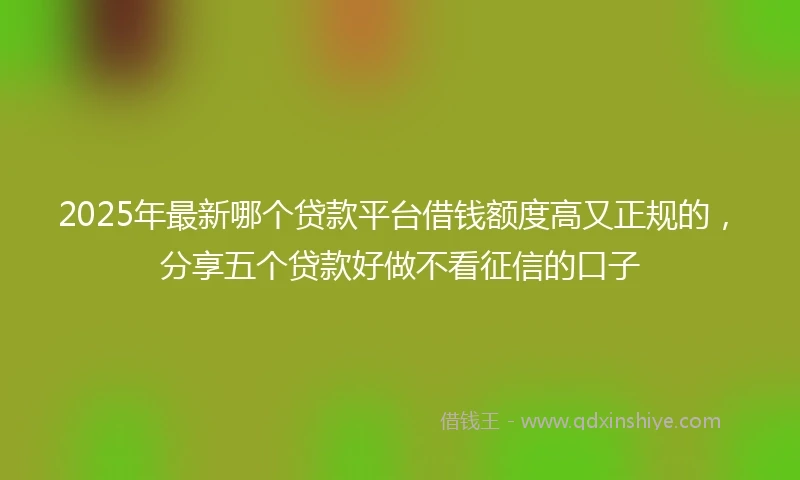 2025年最新哪个贷款平台借钱额度高又正规的，分享五个贷款好做不看征信的口子