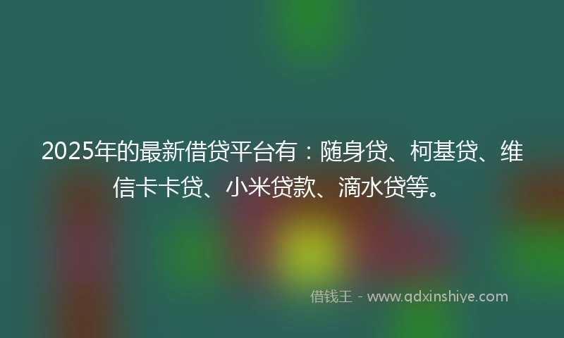 2025年的最新借贷平台有：随身贷、柯基贷、维信卡卡贷、小米贷款、滴水贷等。