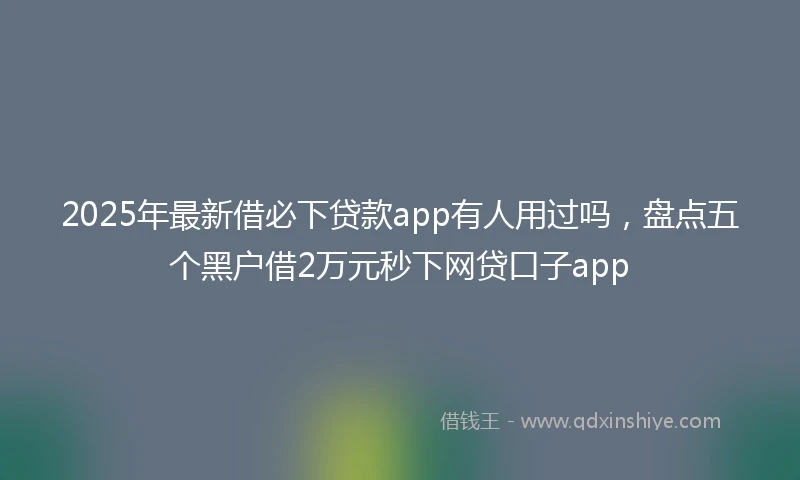 2025年最新借必下贷款app有人用过吗，盘点五个黑户借2万元秒下网贷口子app