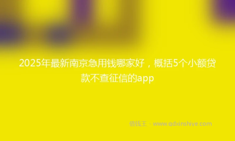 2025年最新南京急用钱哪家好，概括5个小额贷款不查征信的app